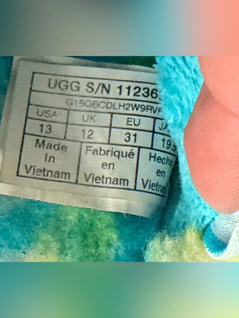 UGG Kids' Blue, Yellow & White Tie-Dye Fluff Slide size US 13 gentle used only